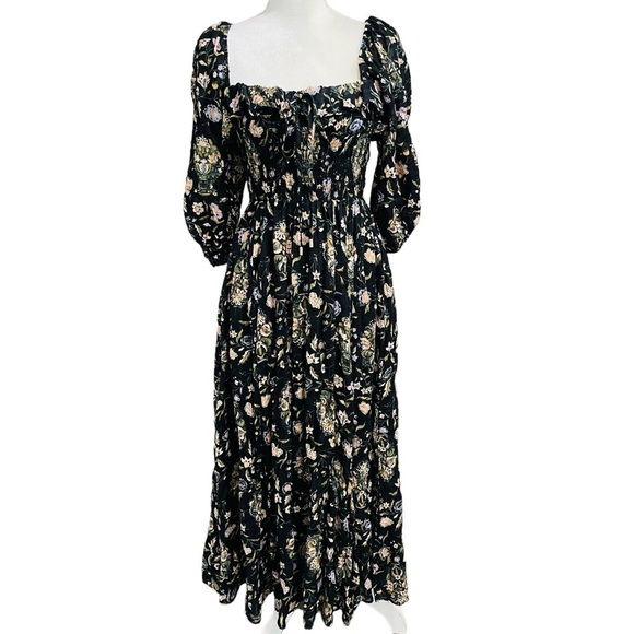 Free People NWT Small OASIS FLORAL PRINTED MAXI DRESS - BLACK COMBO - Picture 4 of 16